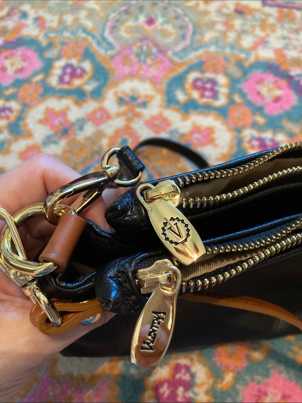 Valentina Black Pebbled Leather Crossbody Bag Italy - Picture 6 of 8